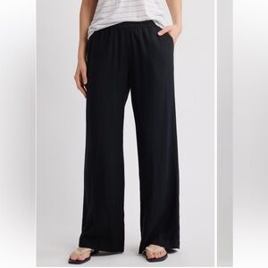 Caslon Black Wide Leg Linen Pants Relaxed Fit